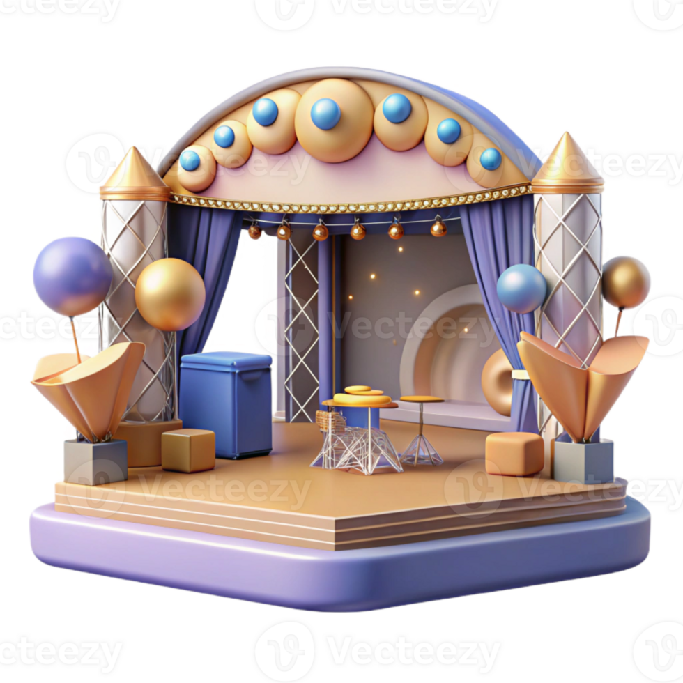 magnificent abstract Concert Stage with Merchandise Booth Cutout for Event Marketing professional png