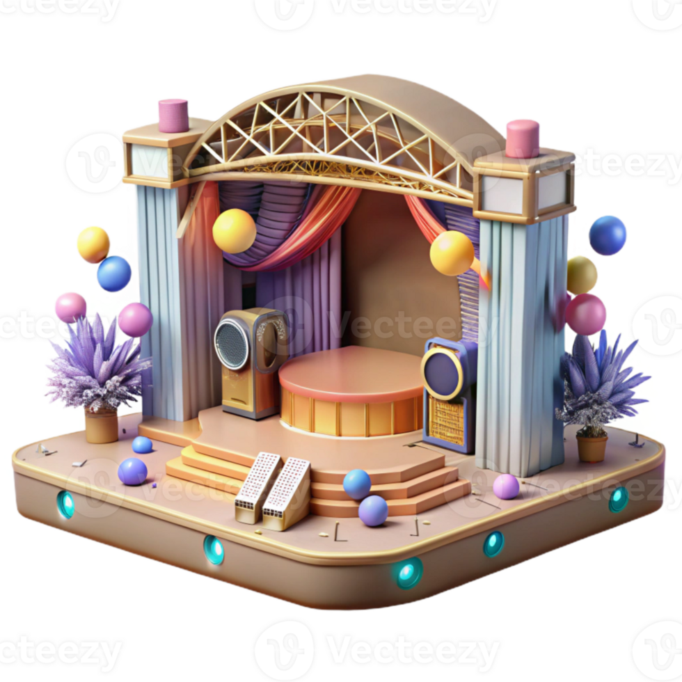 elegant classic Concert Stage with Merchandise Booth Cutout for Event Marketing detailed png