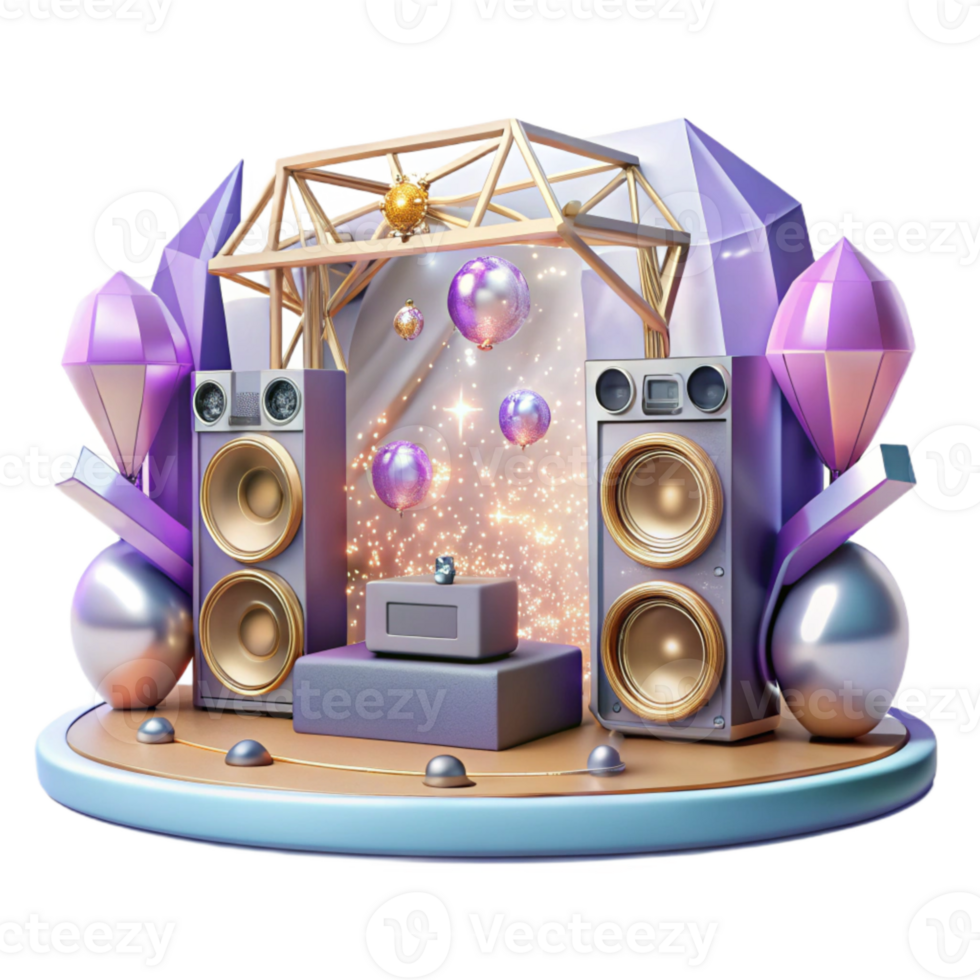 serene modern Concert Stage with Line Array Speakers Transparent for Powerful Sound high resolution png