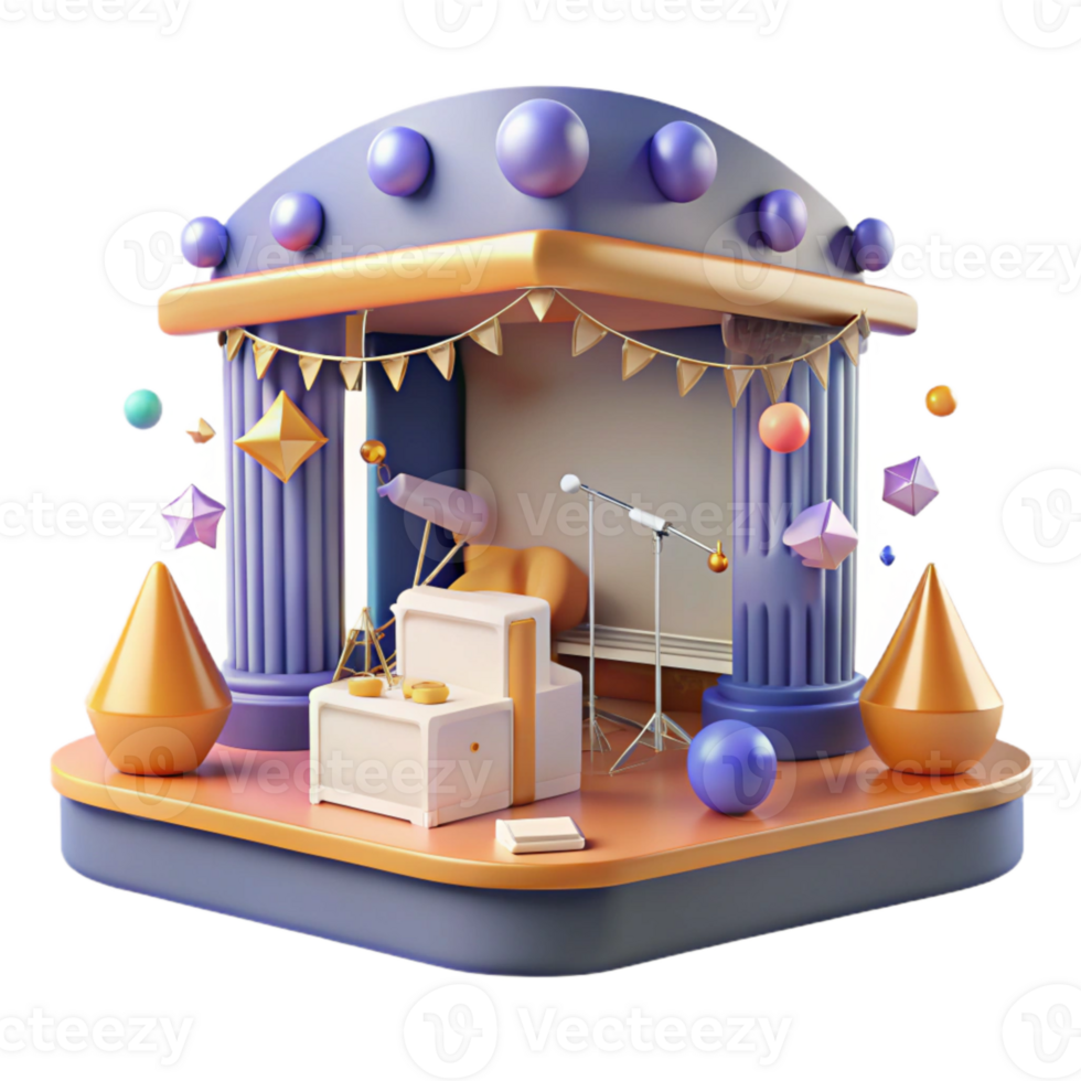 extraordinary artistic Concert Stage with Merchandise Booth Cutout for Event Marketing high resolution png