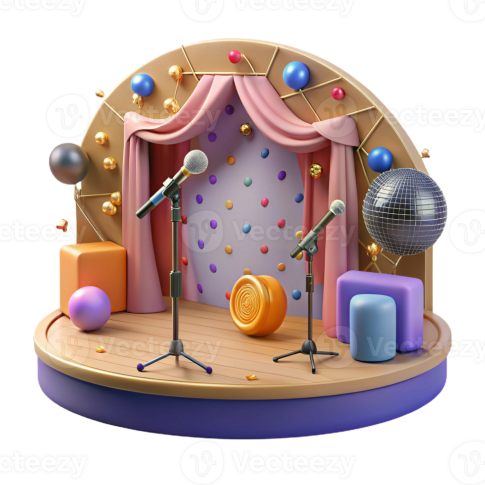 beautiful artistic Concert Stage with Microphone Stand Cutout for Singer s authentic png