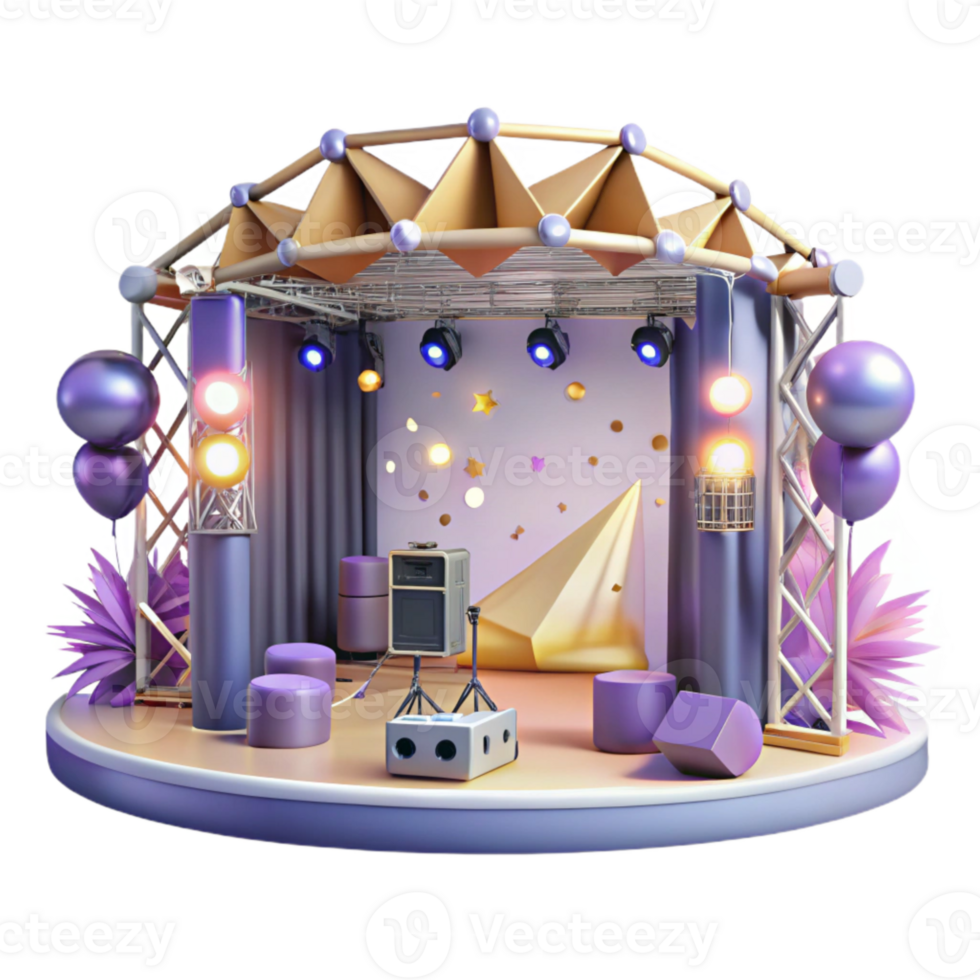 magnificent artistic Concert Stage with Moving Head Lights Isolated for Professional Lighting png