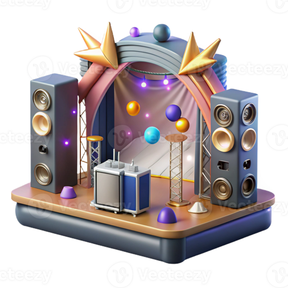elegant contemporary Concert Stage with Power Distribution Units Cutout for Electrical Systems high quality png