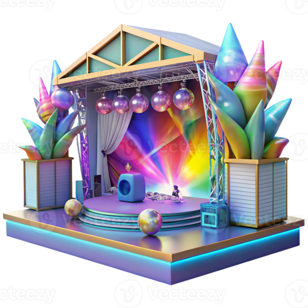 dramatic abstract Concert Stage with Multicolored Lighting Transparent for Dynamic Shows high quality png