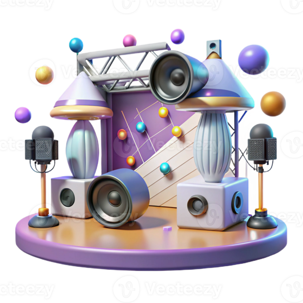 elegant rustic Concert Stage with Security Barriers Isolated for Safety Illustrations exclusive png