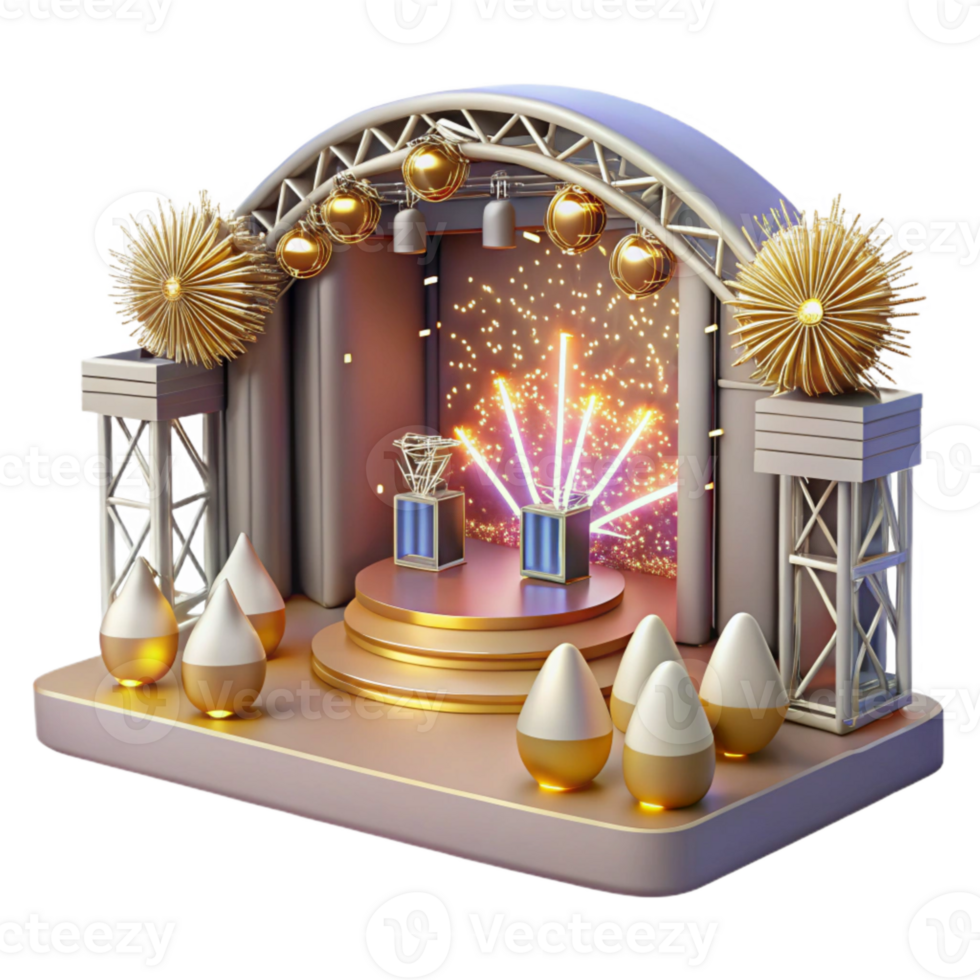 serene traditional Concert Stage with Pyrotechnics Display Cutout for Explosive Visuals high quality png