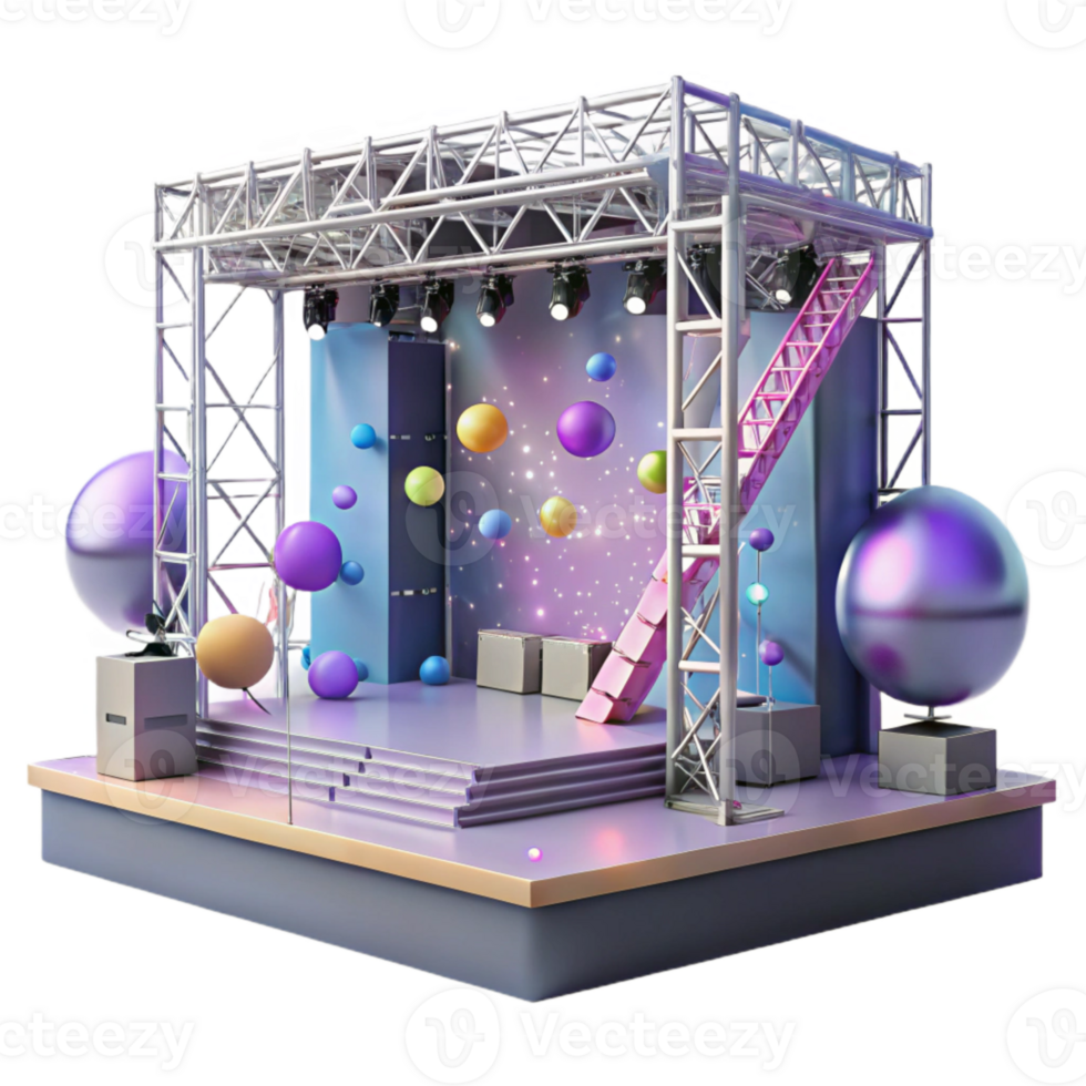 extraordinary contemporary Concert Stage with Scaffolding and Ladders Transparent for Stage Setup high resolution png