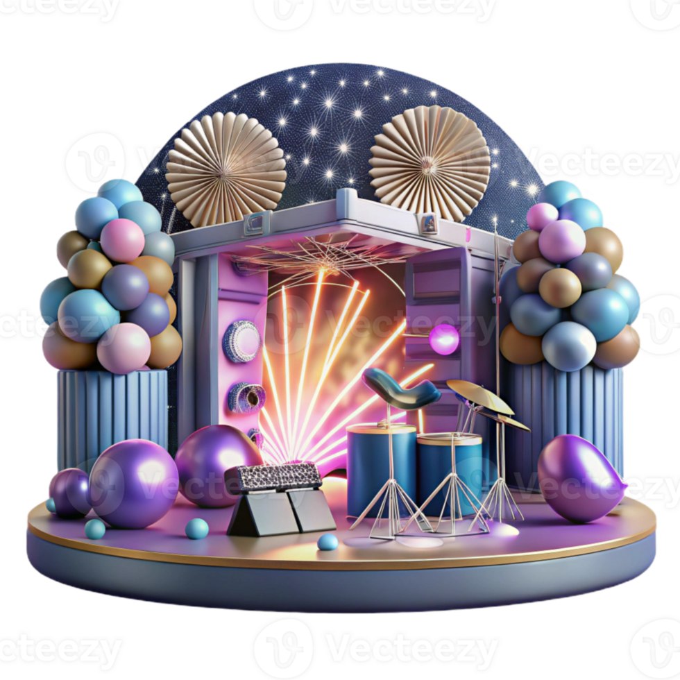 vibrant abstract Concert Stage with Pyrotechnics Display Cutout for Explosive Visuals original png