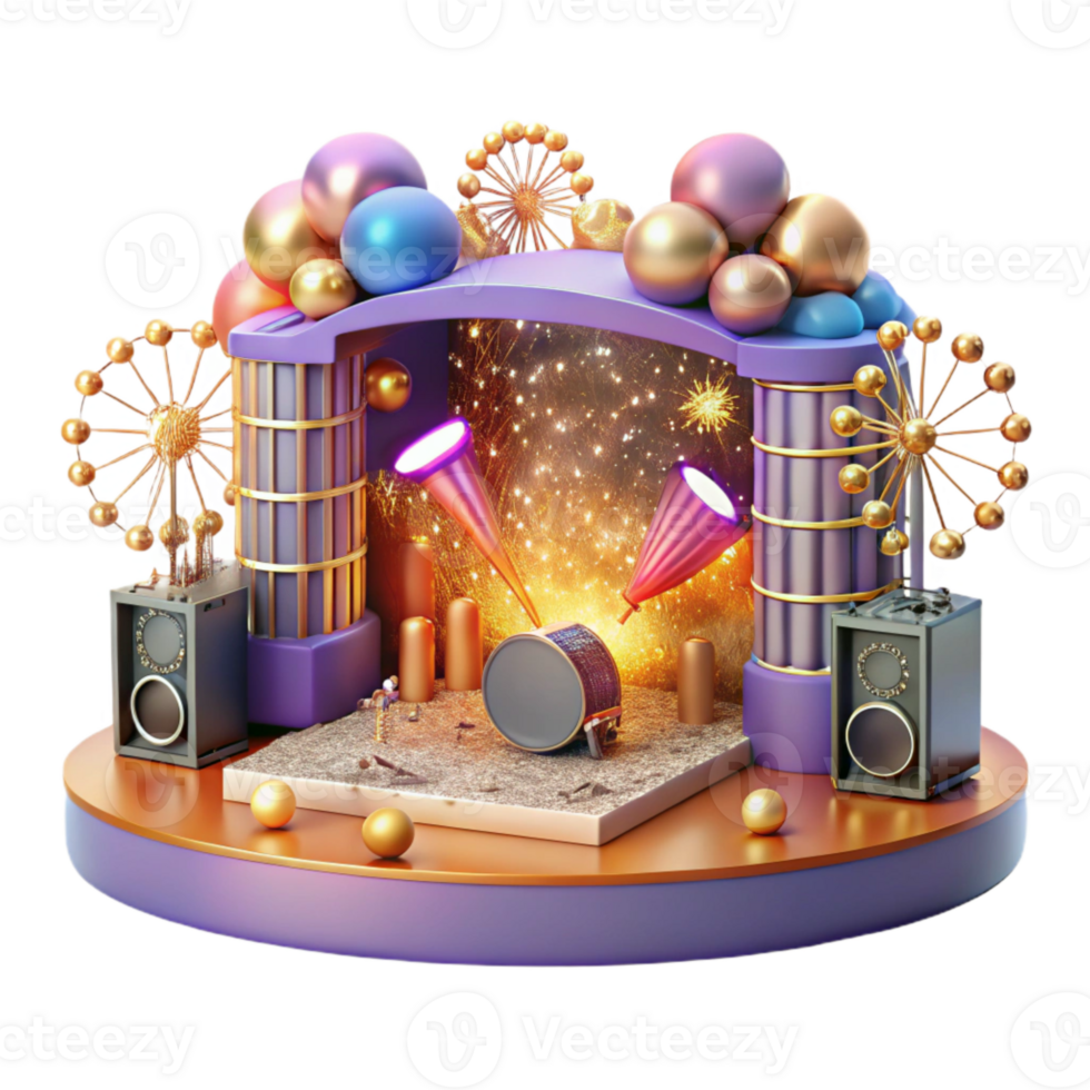 impressive abstract Concert Stage with Pyrotechnics Display Cutout for Explosive Visuals genuine png