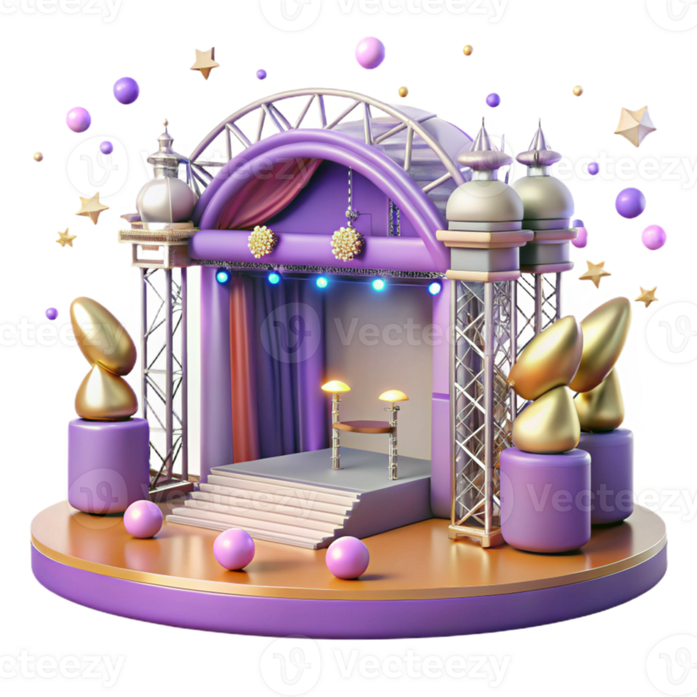 dramatic creative Concert Stage with Security Barriers Isolated for Safety Illustrations premium png