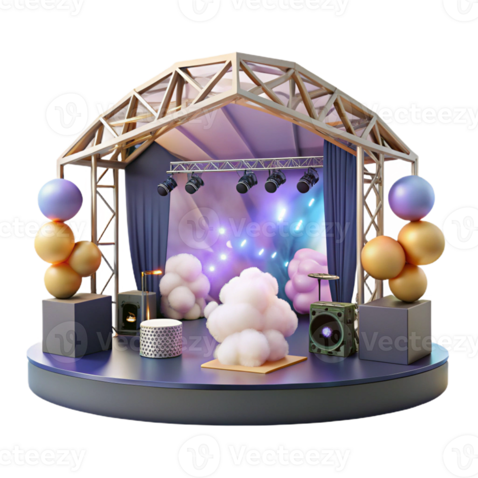 serene abstract Concert Stage with Smoke Effects Isolated for Dramatic Visuals detailed png