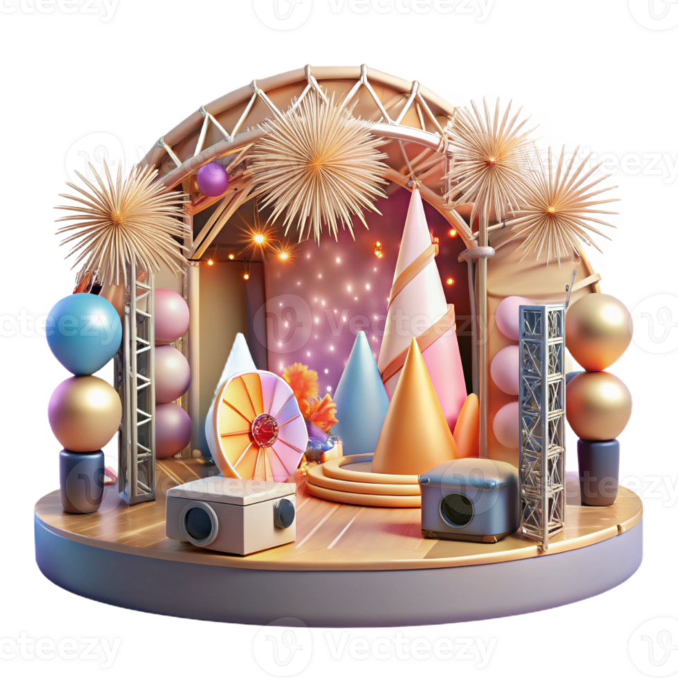 beautiful contemporary Concert Stage with Pyrotechnics Display Cutout for Explosive Visuals genuine png