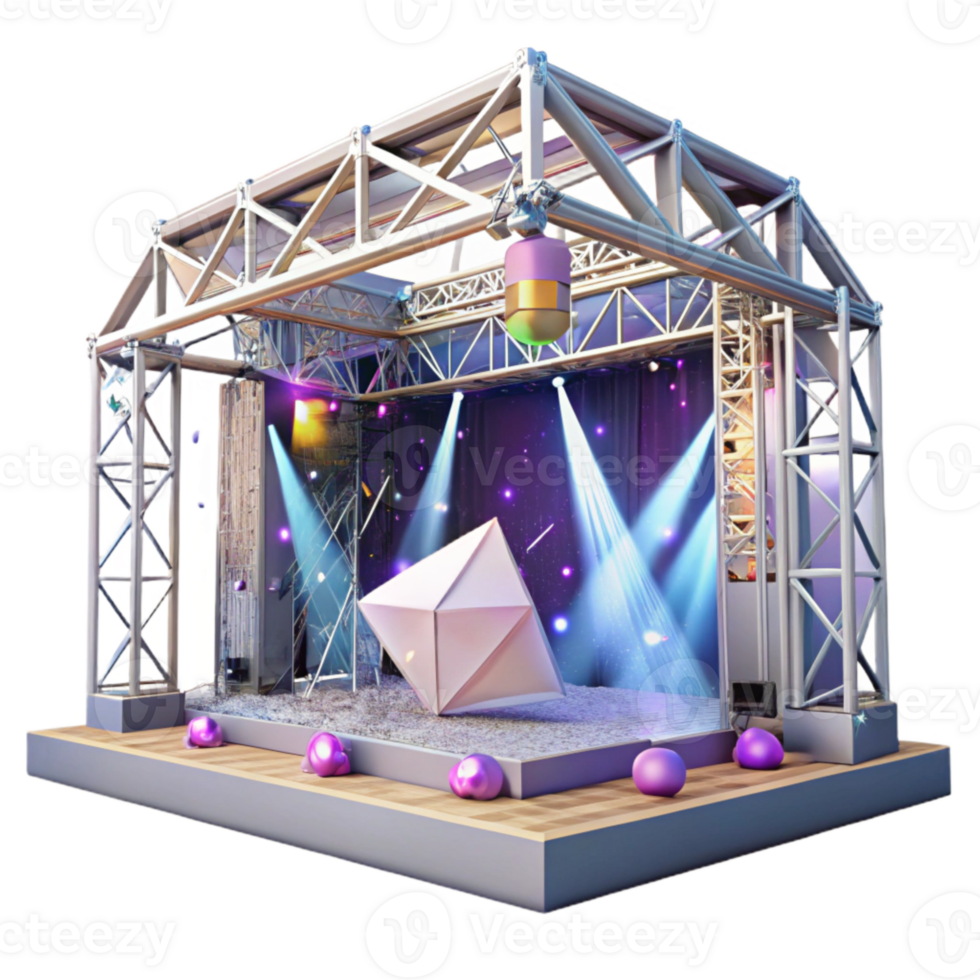 vibrant minimalist Concert Stage with Pyrotechnics Display Cutout for Explosive Visuals detailed png