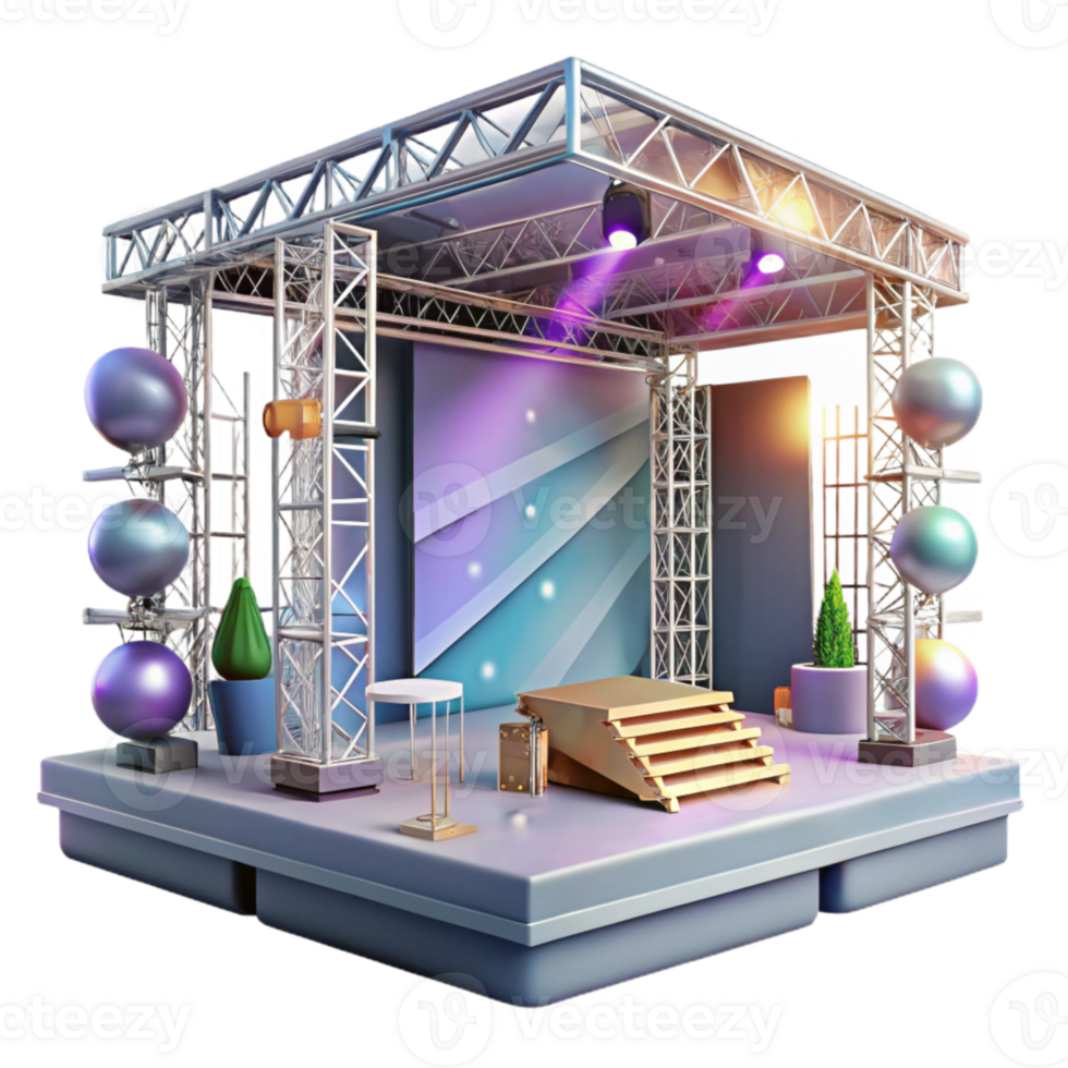 beautiful rustic Concert Stage with Scaffolding and Ladders Transparent for Stage Setup detailed png