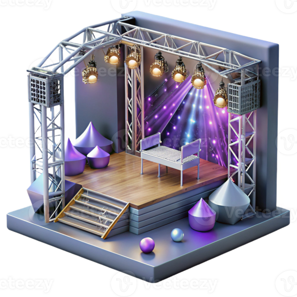 stunning abstract Concert Stage with Scaffolding and Ladders Transparent for Stage Setup high resolution png