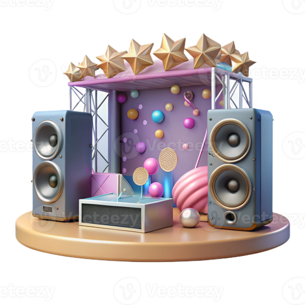 beautiful traditional Concert Stage with Sound Mixer Console Cutout for Live Music Production high resolution png