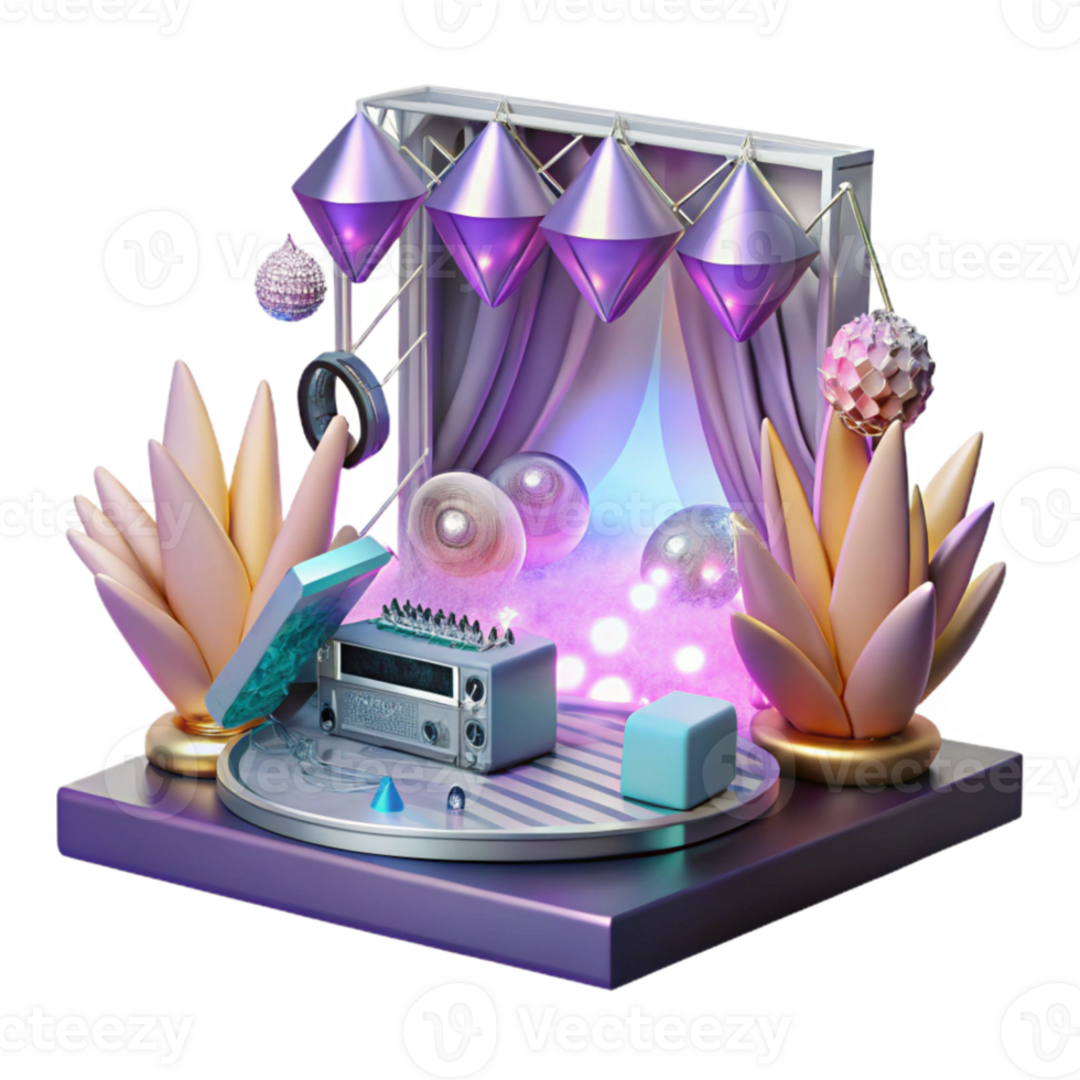 extraordinary abstract Concert Stage with Sound Mixer Console Cutout for Live Music Production premium png