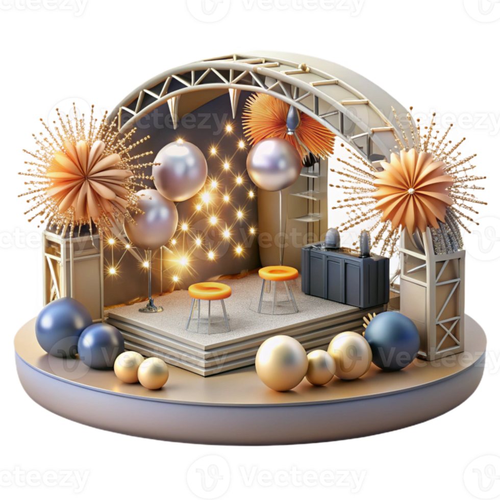 stunning creative Concert Stage with Pyrotechnics Display Cutout for Explosive Visuals exclusive png