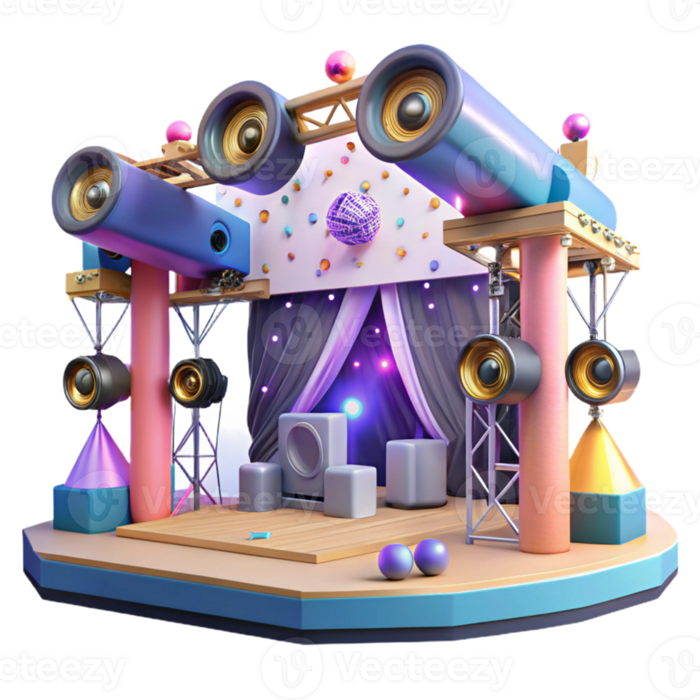 elegant creative Concert Stage with Security Barriers Isolated for Safety Illustrations png