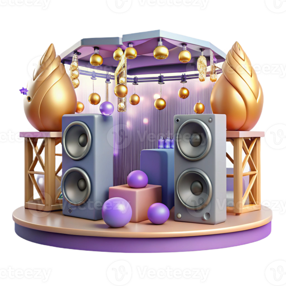 elegant rustic Concert Stage with Sound Mixer Console Cutout for Live Music Production premium png