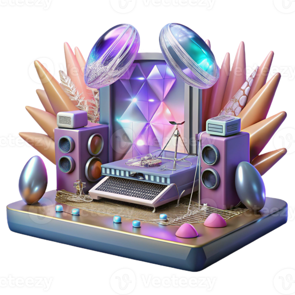 serene abstract Concert Stage with Sound Mixer Console Cutout for Live Music Production exclusive png