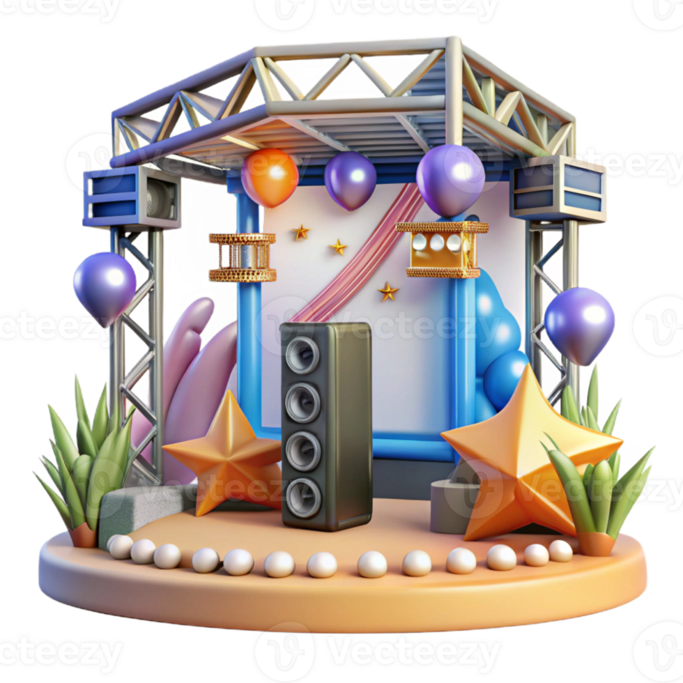 magnificent abstract Concert Stage with Signage and Directions Isolated for Wayfinding professional png