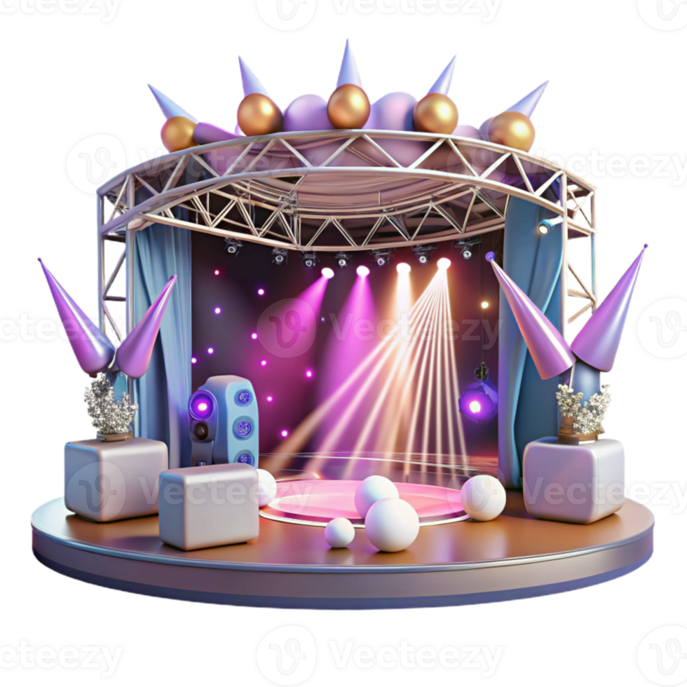 elegant minimalist Concert Stage with Spotlights and Beams Isolated for Lighting Design png