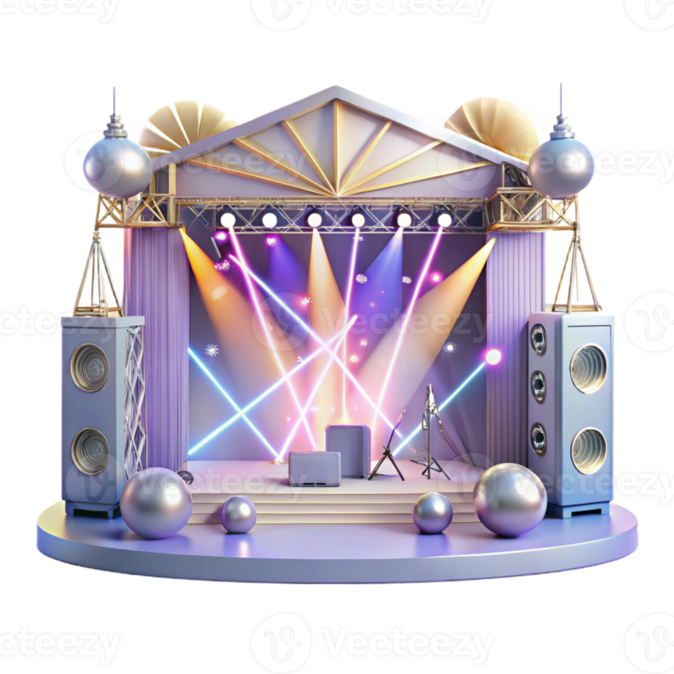 stunning creative Concert Stage with Spotlights and Beams Isolated for Lighting Design high resolution png