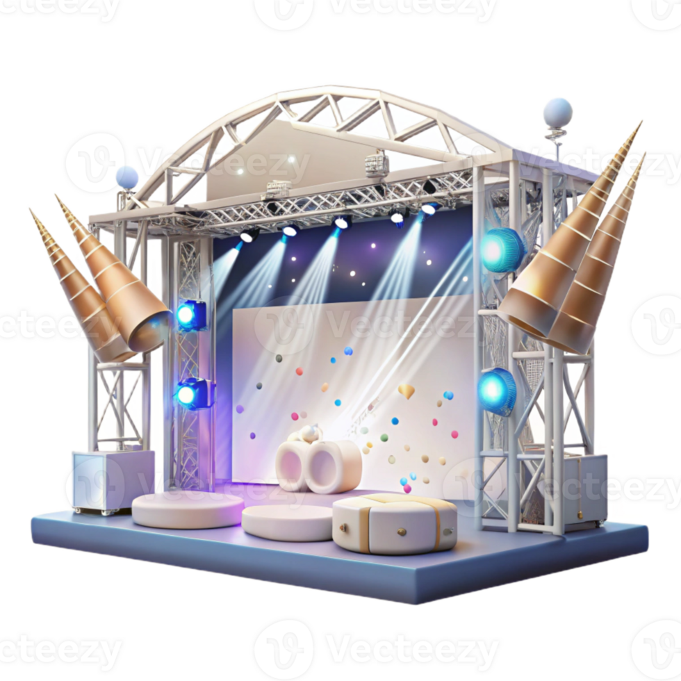 vibrant vintage Concert Stage with Spotlights and Beams Isolated for Lighting Design authentic png