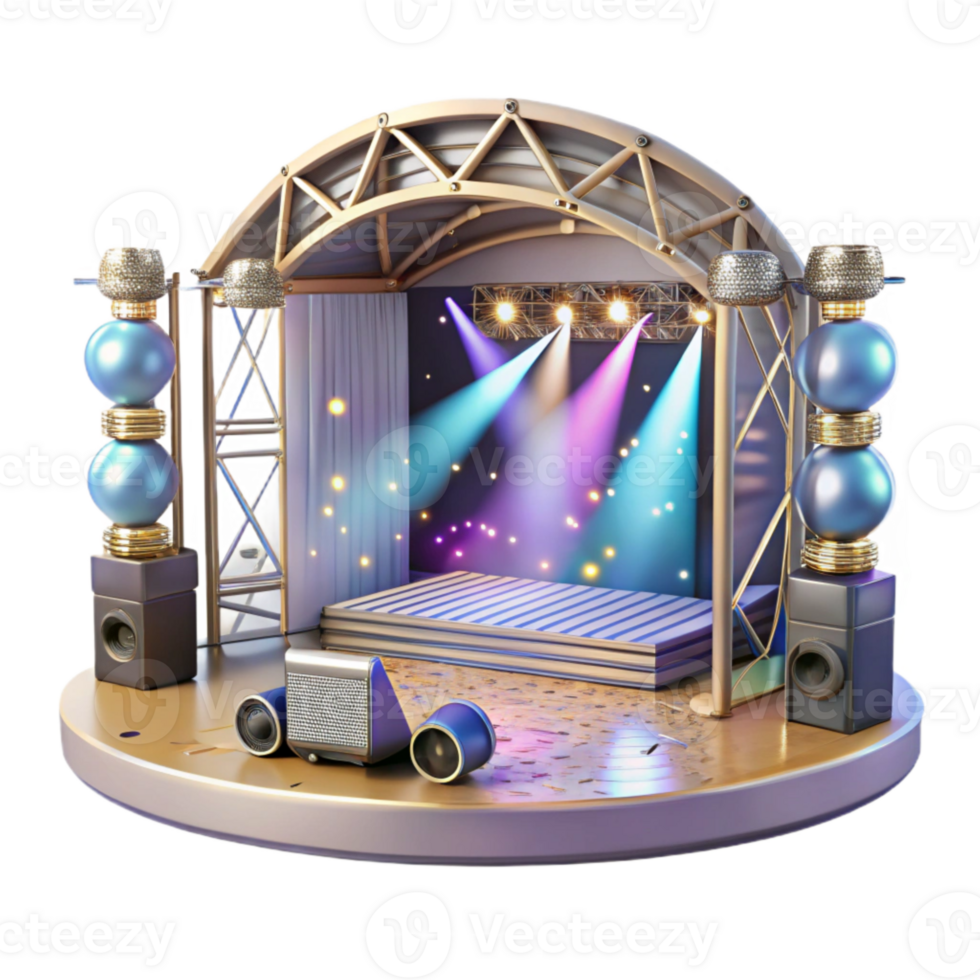 stunning creative Concert Stage with Spotlights and Beams Isolated for Lighting Design original png