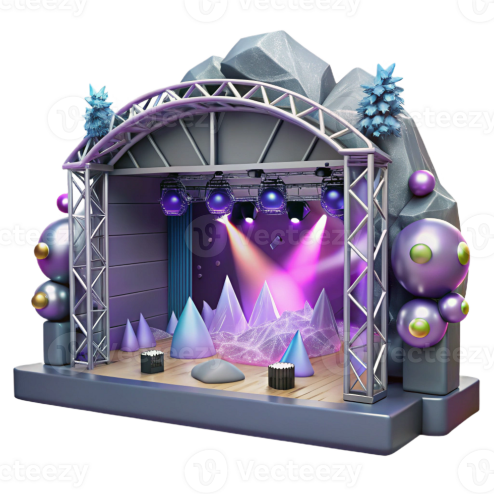 dramatic traditional Concert Stage with Stage Manager Desk Isolated for Backstage Operations professional png