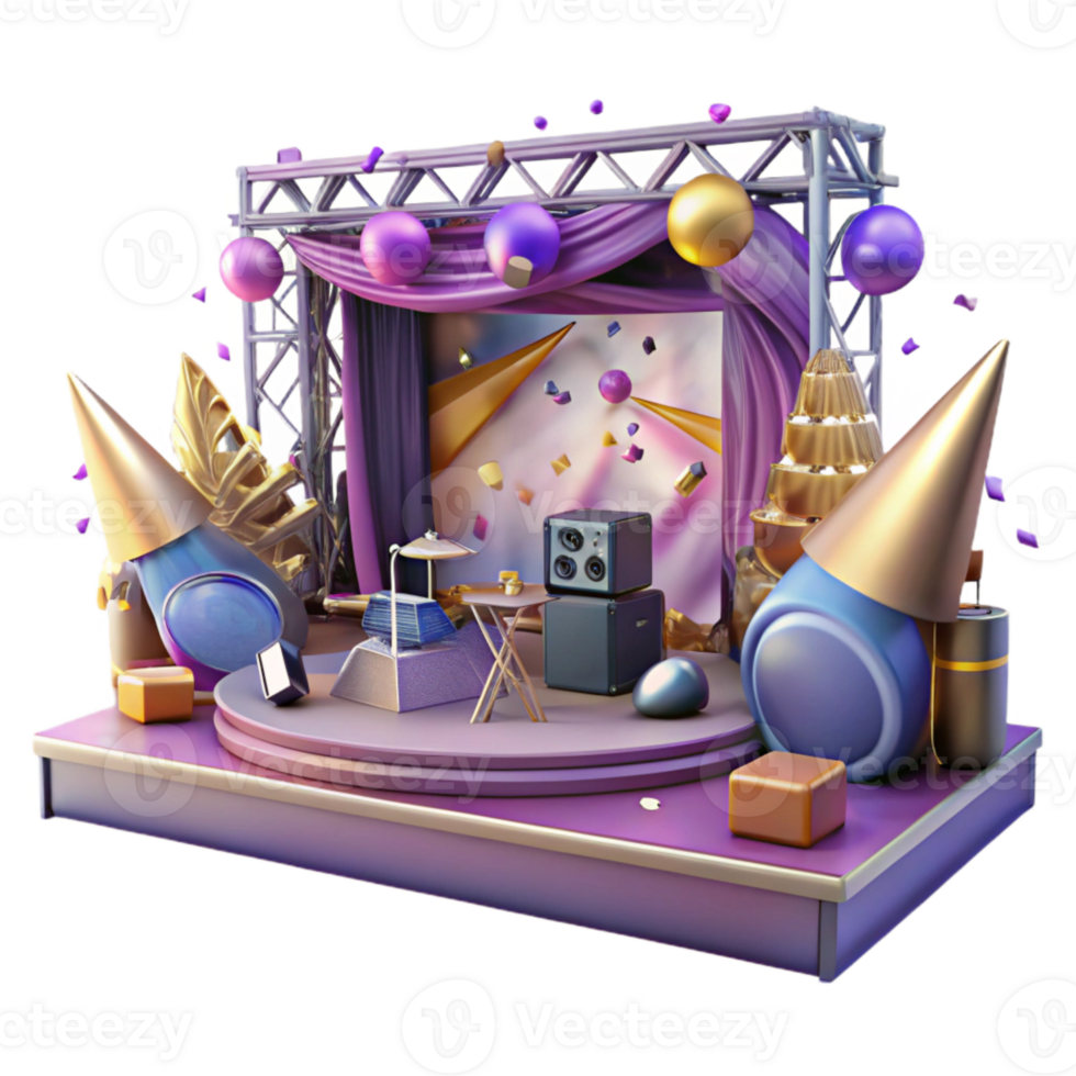 serene modern Concert Stage with Stage Manager Desk Isolated for Backstage Operations professional png