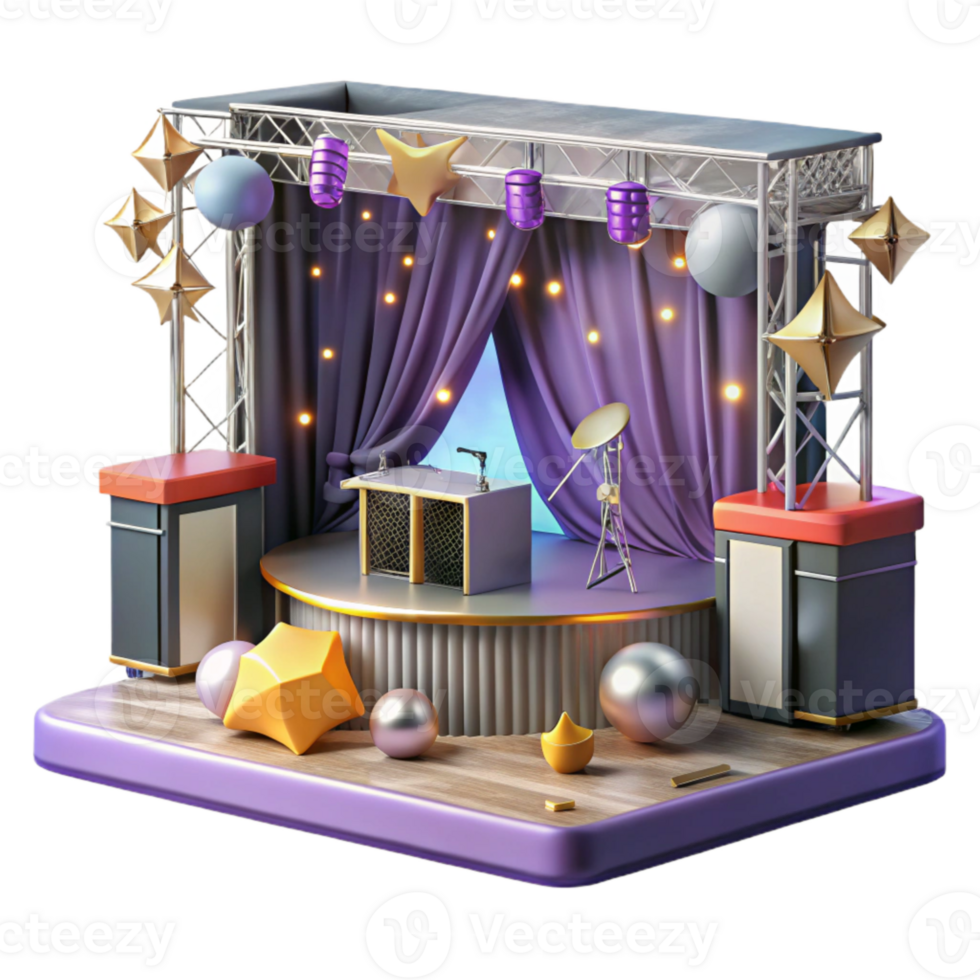 beautiful traditional Concert Stage with Stage Manager Desk Isolated for Backstage Operations genuine png