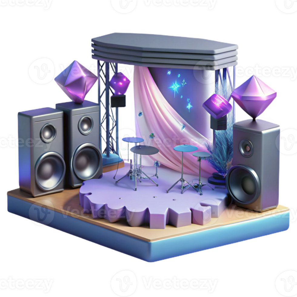 magnificent contemporary Concert Stage with Stage Manager Desk Isolated for Backstage Operations professional png