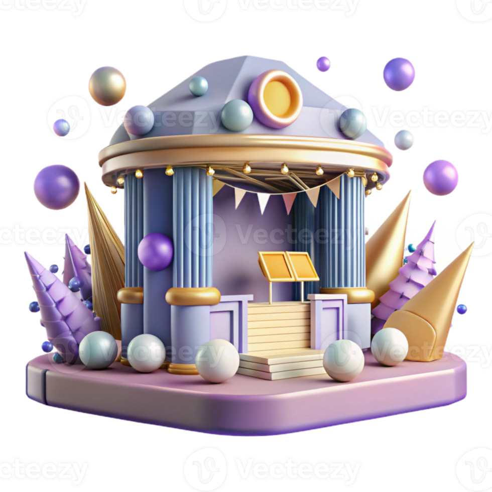 vibrant minimalist Concert Stage with Ticket Booth Transparent for Ticketing Systems original png