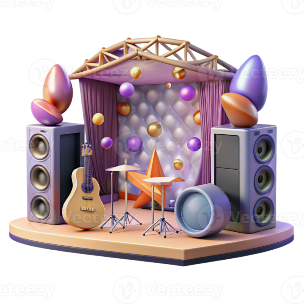 dramatic modern Concert Stage with Stage Manager Desk Isolated for Backstage Operations professional png