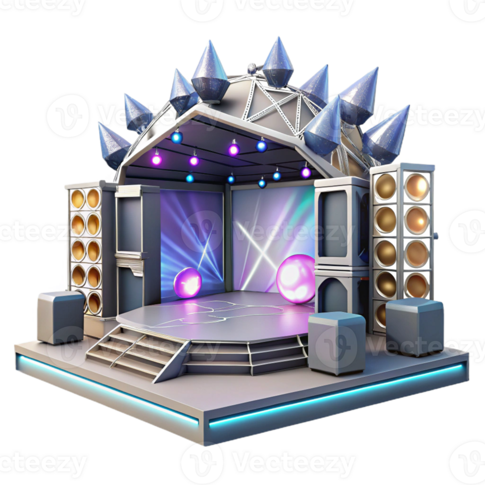 dramatic abstract Concert Stage with Stage Manager Desk Isolated for Backstage Operations high quality png