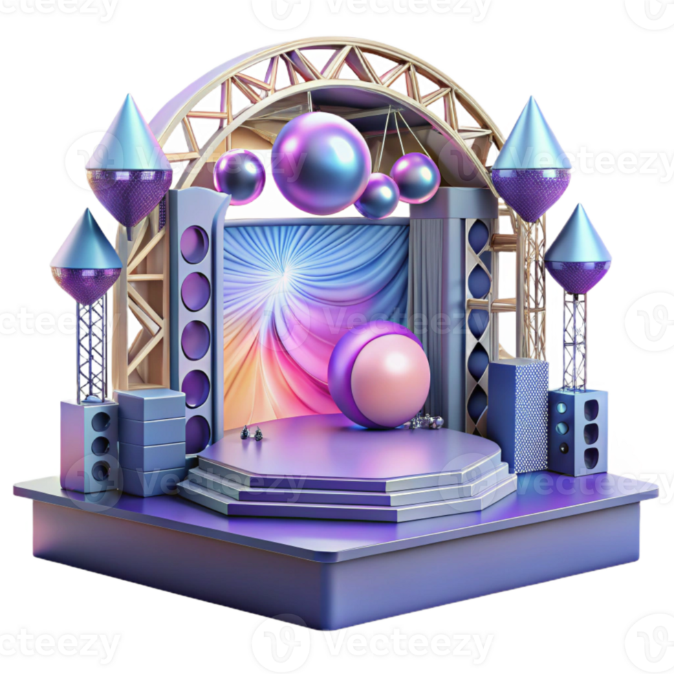 magnificent creative Concert Stage with Stage Manager Desk Isolated for Backstage Operations original png