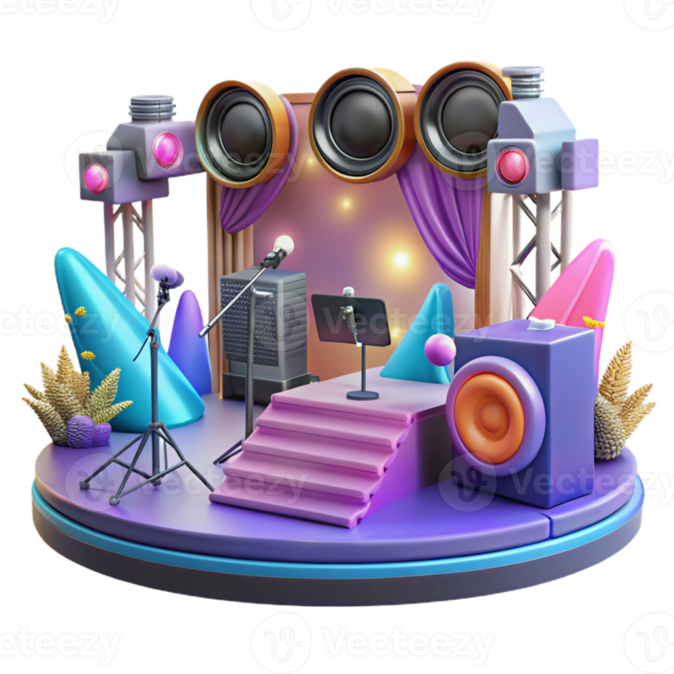 elegant modern Concert Stage with Projectors and Screens Isolated for Visual Displays exclusive png
