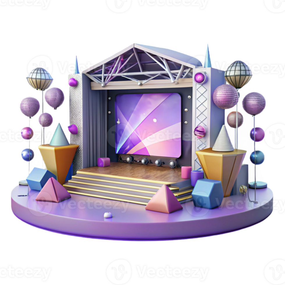 serene traditional Concert Stage with Projectors and Screens Isolated for Visual Displays genuine png