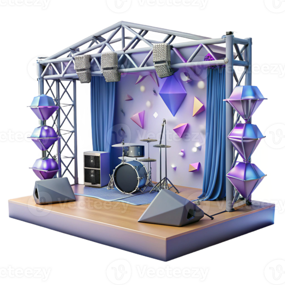 vibrant minimalist Concert Stage with Trussing and Rigging Equipment Isolated for Stage Setup detailed png