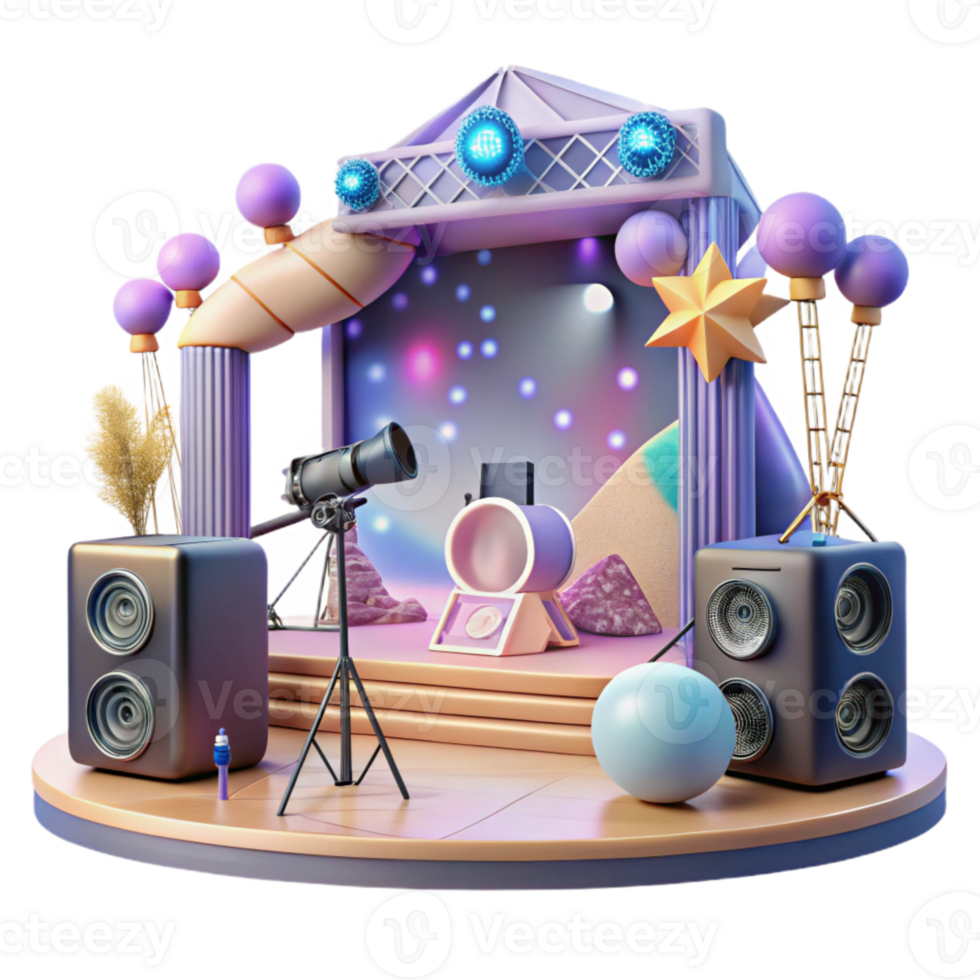 magnificent modern Concert Stage with Projectors and Screens Isolated for Visual Displays png