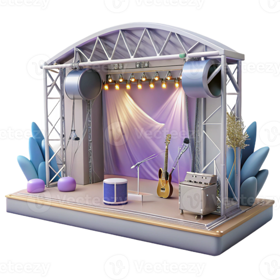 serene abstract Concert Stage with Projectors and Screens Isolated for Visual Displays genuine png