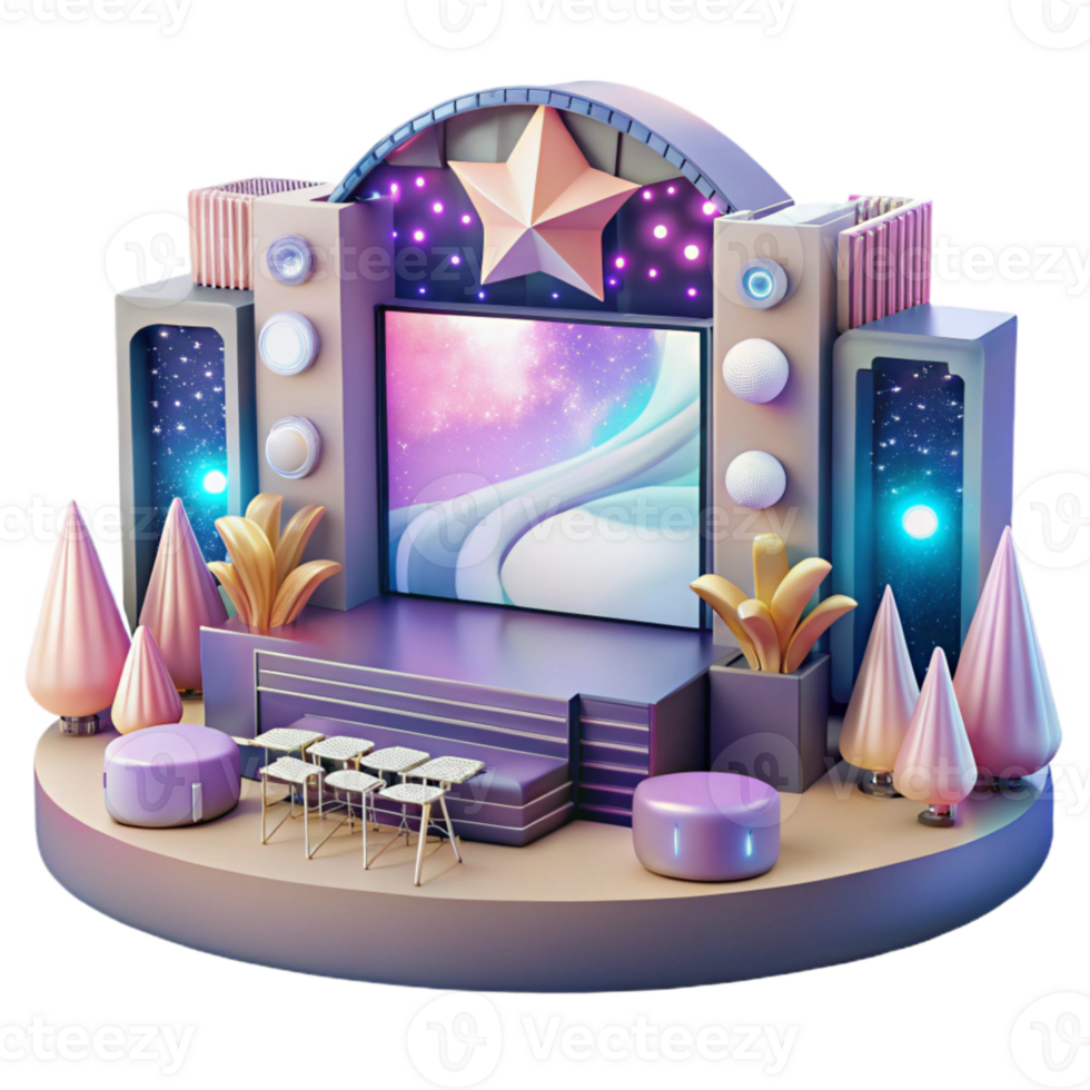 extraordinary minimalist Concert Stage with Projectors and Screens Isolated for Visual Displays original png