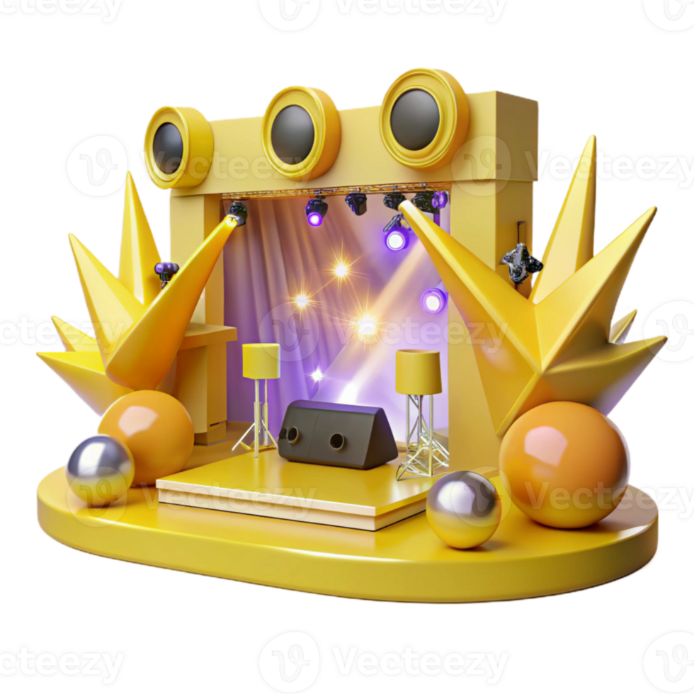 extraordinary artistic Concert Stage with Yellow Strobe Lights Cutout for Energetic Shows original png