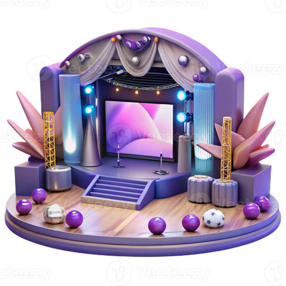 serene contemporary Concert Stage with Projectors and Screens Isolated for Visual Displays genuine png