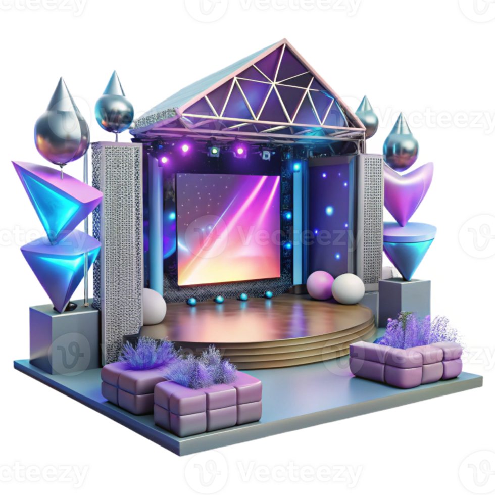 impressive abstract Concert Stage with Projectors and Screens Isolated for Visual Displays professional png