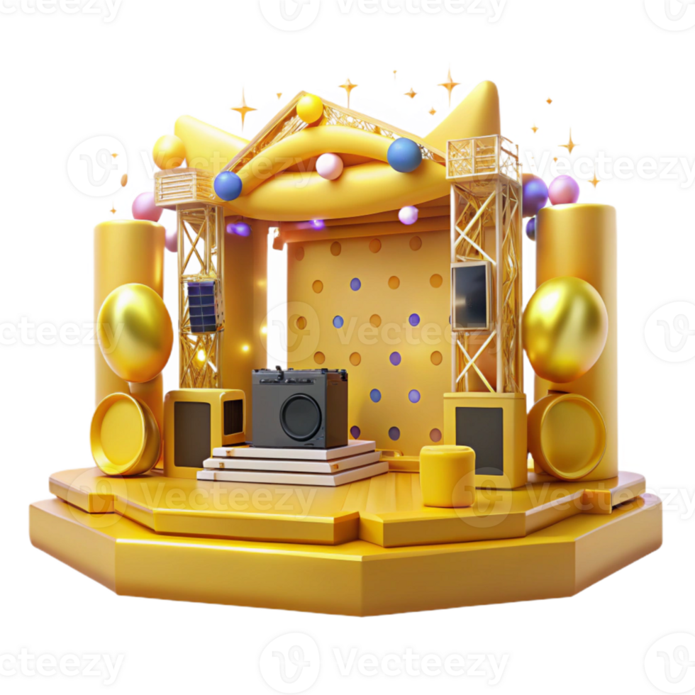 serene abstract Concert Stage with Yellow Strobe Lights Cutout for Energetic Shows high resolution png
