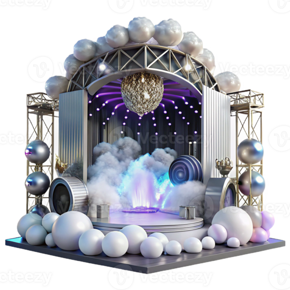 wonderful creative Concert Stage with White Smoke Cutout for Mysterious Atmosphere professional png
