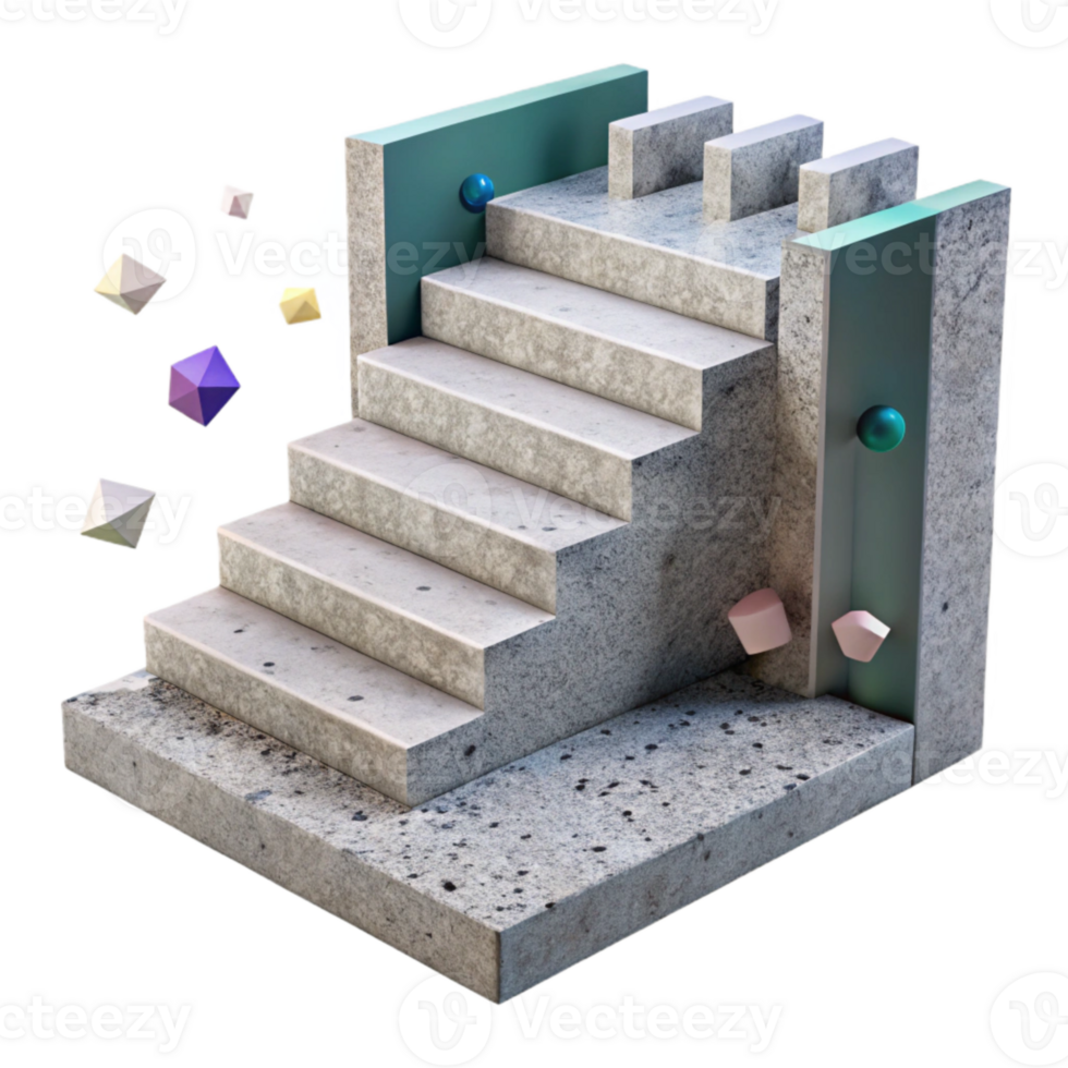 extraordinary minimalist Concrete Staircase Perspective View Cutout for Construction png